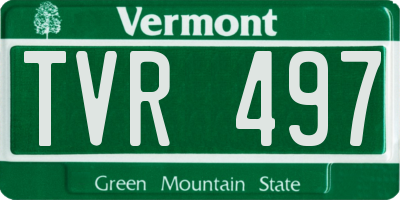 VT license plate TVR497