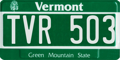 VT license plate TVR503