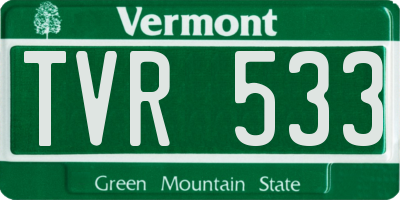 VT license plate TVR533