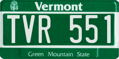 VT license plate TVR551
