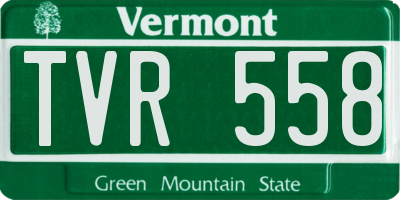 VT license plate TVR558