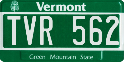 VT license plate TVR562