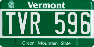VT license plate TVR596