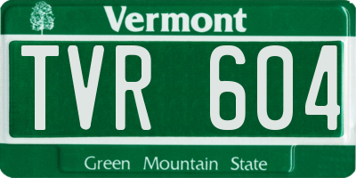 VT license plate TVR604