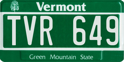 VT license plate TVR649