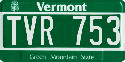 VT license plate TVR753