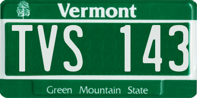VT license plate TVS143
