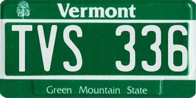 VT license plate TVS336