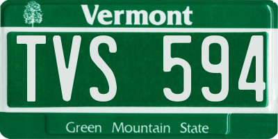 VT license plate TVS594