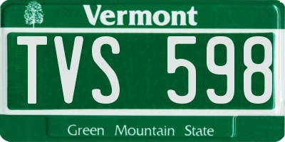 VT license plate TVS598