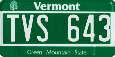 VT license plate TVS643