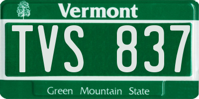 VT license plate TVS837