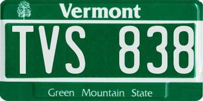 VT license plate TVS838