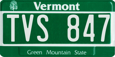 VT license plate TVS847