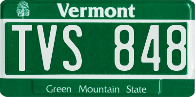 VT license plate TVS848