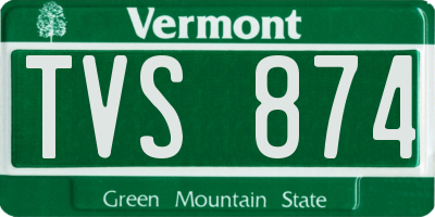 VT license plate TVS874