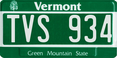 VT license plate TVS934