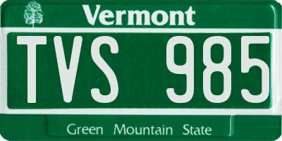 VT license plate TVS985