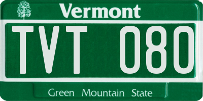 VT license plate TVT080