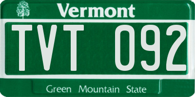 VT license plate TVT092