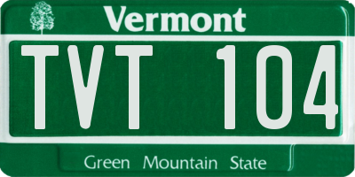 VT license plate TVT104