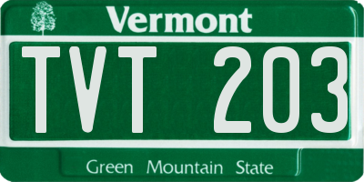 VT license plate TVT203