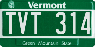 VT license plate TVT314
