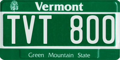 VT license plate TVT800