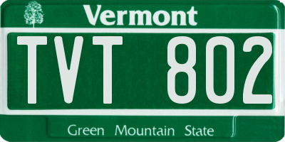 VT license plate TVT802