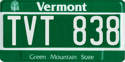 VT license plate TVT838