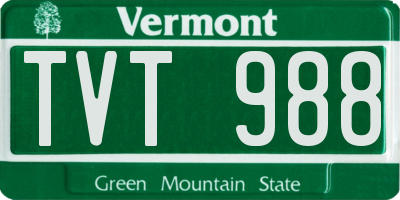 VT license plate TVT988