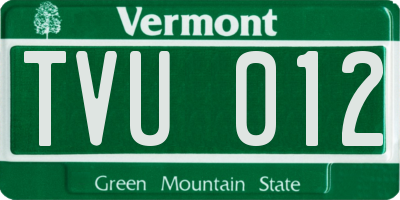 VT license plate TVU012