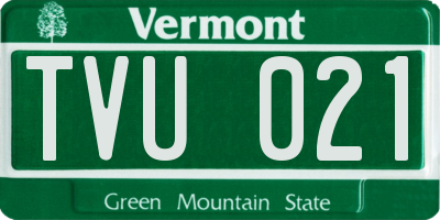 VT license plate TVU021