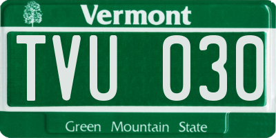 VT license plate TVU030