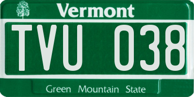 VT license plate TVU038