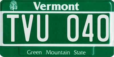 VT license plate TVU040