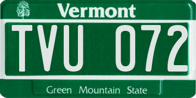 VT license plate TVU072
