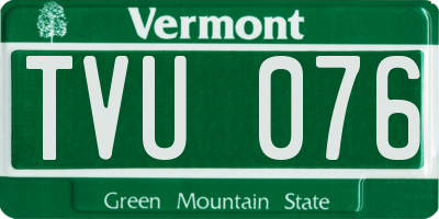 VT license plate TVU076