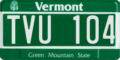 VT license plate TVU104