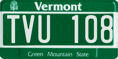 VT license plate TVU108