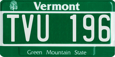 VT license plate TVU196
