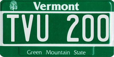 VT license plate TVU200
