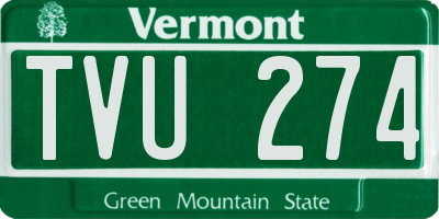 VT license plate TVU274