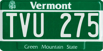 VT license plate TVU275