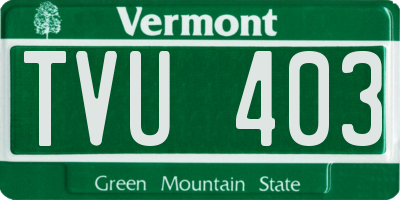 VT license plate TVU403