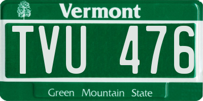 VT license plate TVU476
