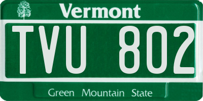 VT license plate TVU802