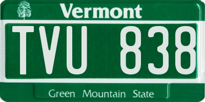 VT license plate TVU838