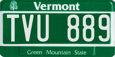 VT license plate TVU889