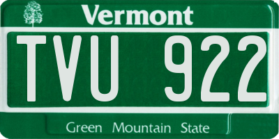 VT license plate TVU922